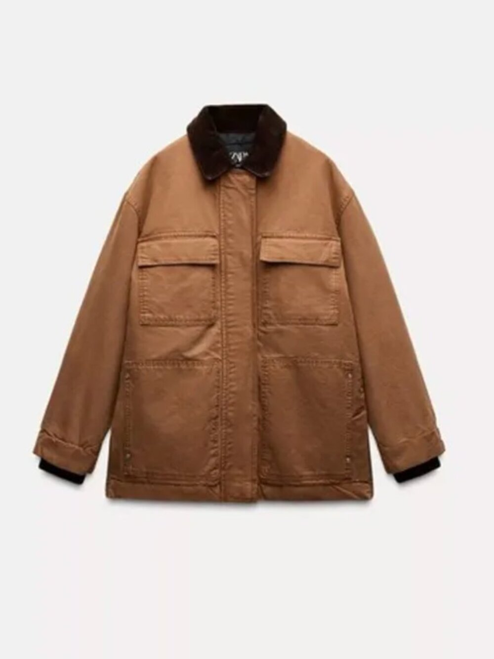 Zara CONTRAST COLLAR PADDED JACKET ZW COLLECTION